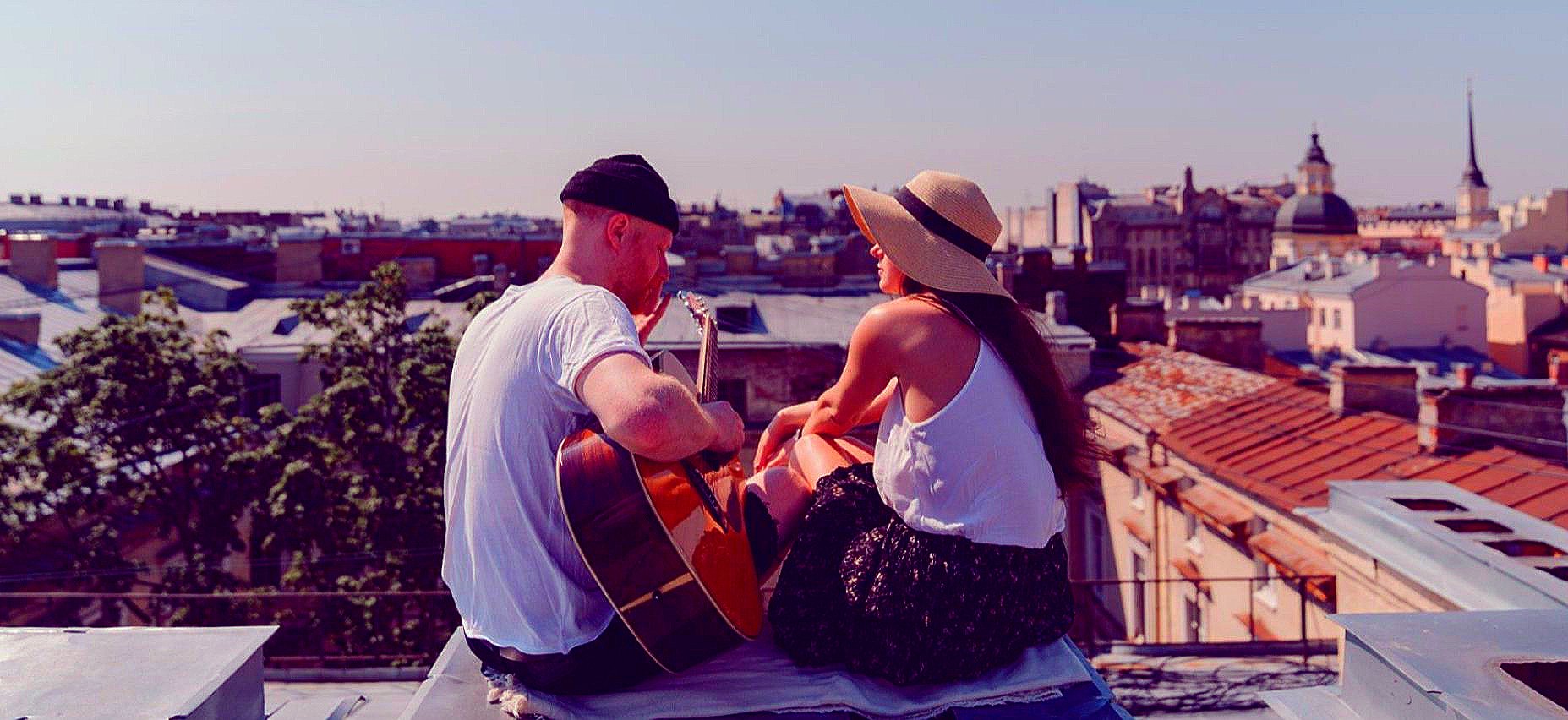 musicians rehearsing on a rooftop