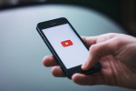 mobile phone with YouTube logo