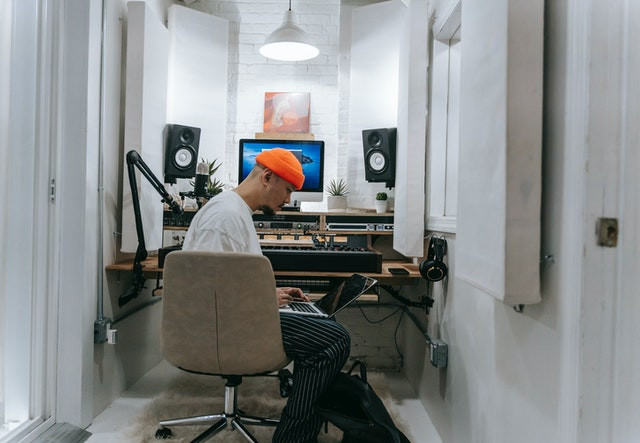 Artist in recording studio